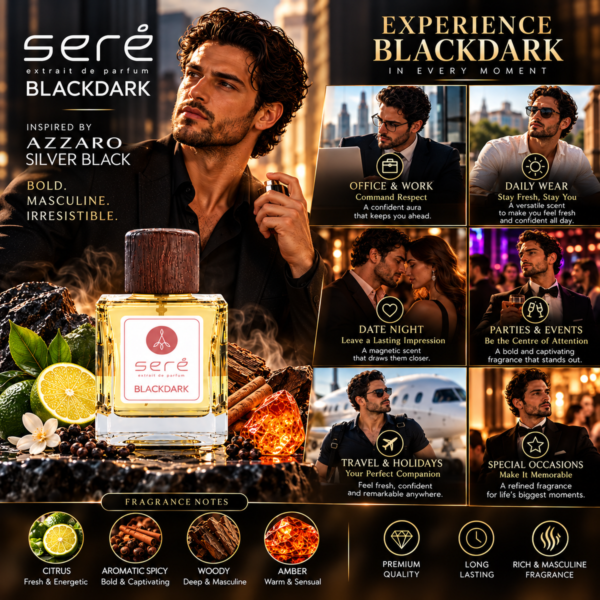 Sere BlackDark Extrait De Parfum SE2142 - Inspired by AZZARO BLACK SILVER